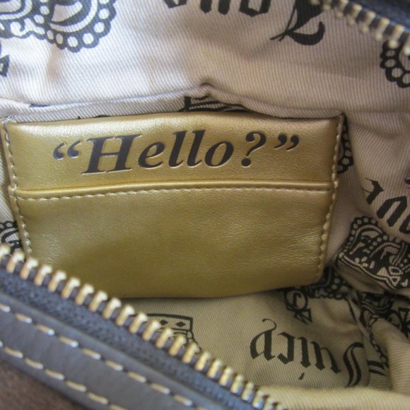 Juicy Couture Crown Brown Velvet Shoulder Hobo Bag - Picture 10 of 12